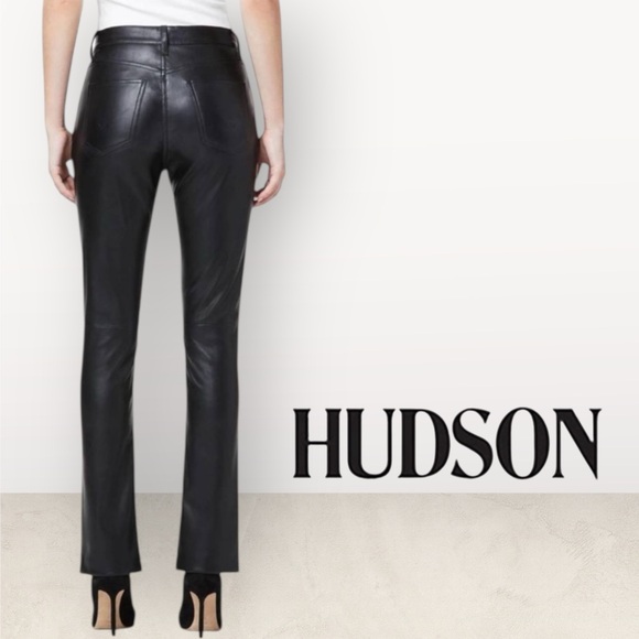 Hudson Barbara High Rise Straight Black Beauty Pants Vegan Women’s 28 NWOT $245 - Picture 4 of 9